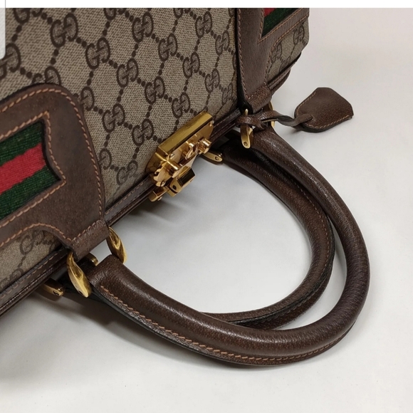 Super VERY RARE Vintage Gucci Supreme Web Ophidia Train case DOCTOR'S handbag - Picture 11 of 16